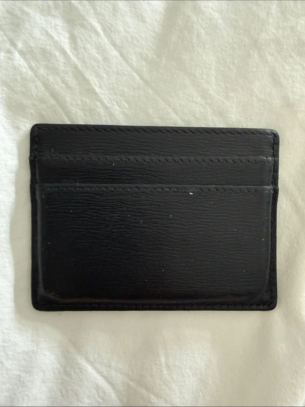 Gucci Black Leather Card Holder with Silver Stag Motif